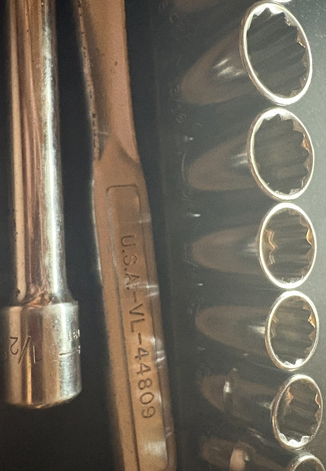 Vintage Craftsman USA 1/2” Drive Complete Socket Set 3/8-1-1/8 w/44809 Ratchet