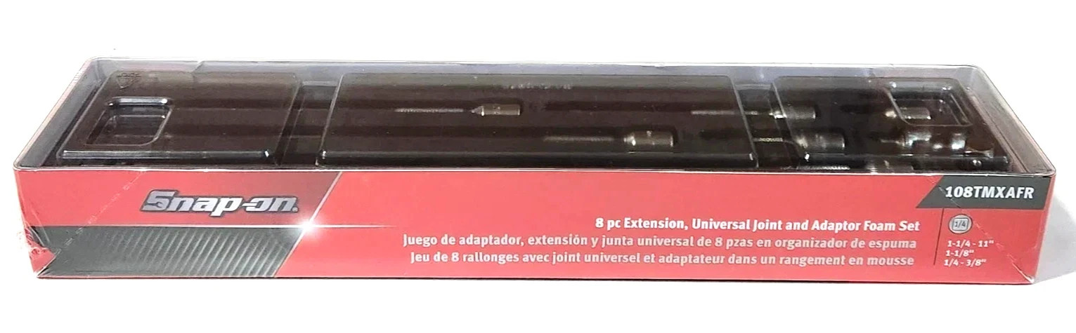 Snap-on Tools RED Foam 8pc 1/4″ Drive Extension & Adaptor Foam Set 108TMXAFR NEW