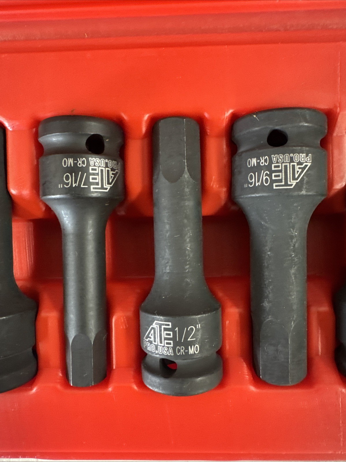 ATE 8pc 1/2 DR. (CR-MO) SAE Hex Imapct Socket Bit Set/Professional Quality Tool