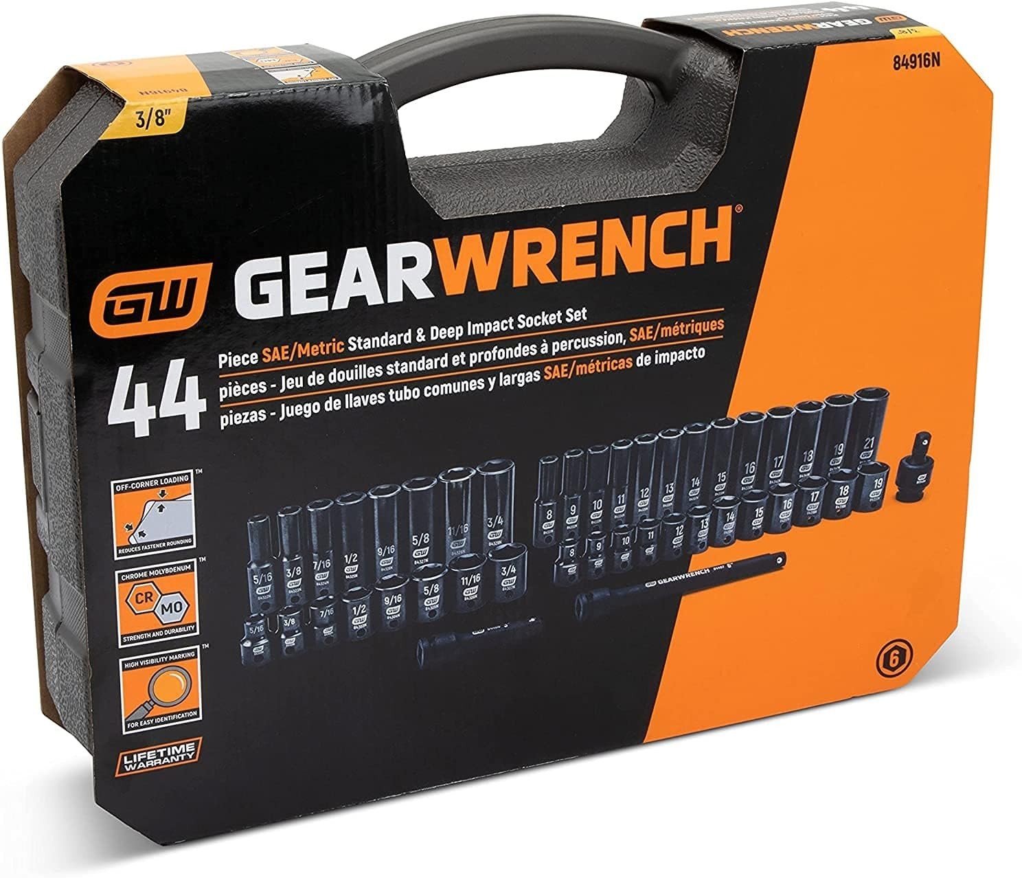 Impact Socket Set – 44 Piece Chrome Moly Steel Construction