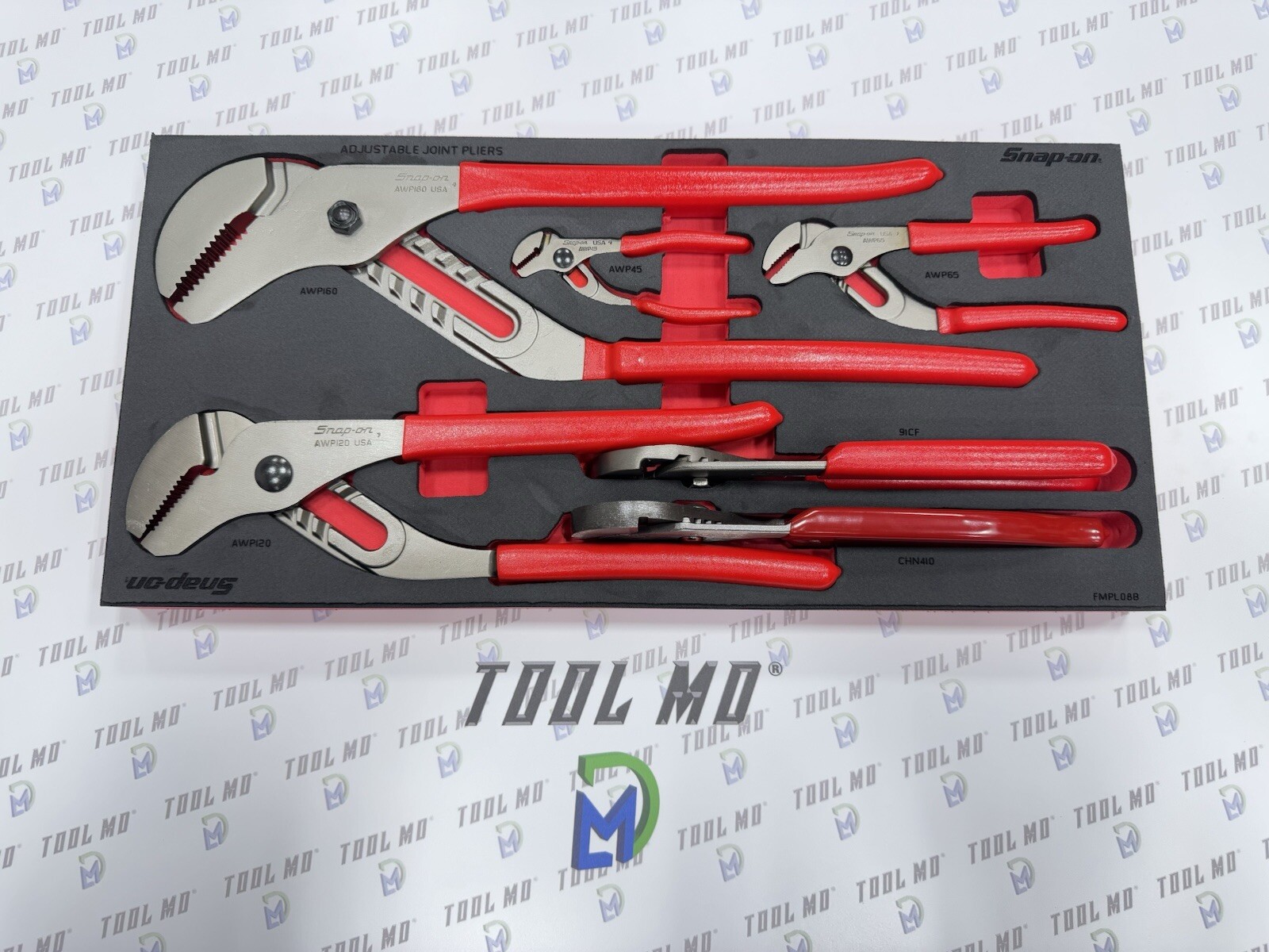 Snap-on Tools USA NEW RED 6-Piece Adjustable Joint Pliers Foam Set PLAJ600FR