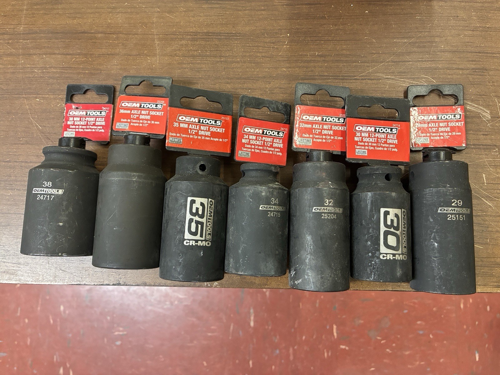 OEM Tools. Axle Nut Sockets. 29mm 30mm 32mm 34mm. 35mm 36mm 38mm. Each. New