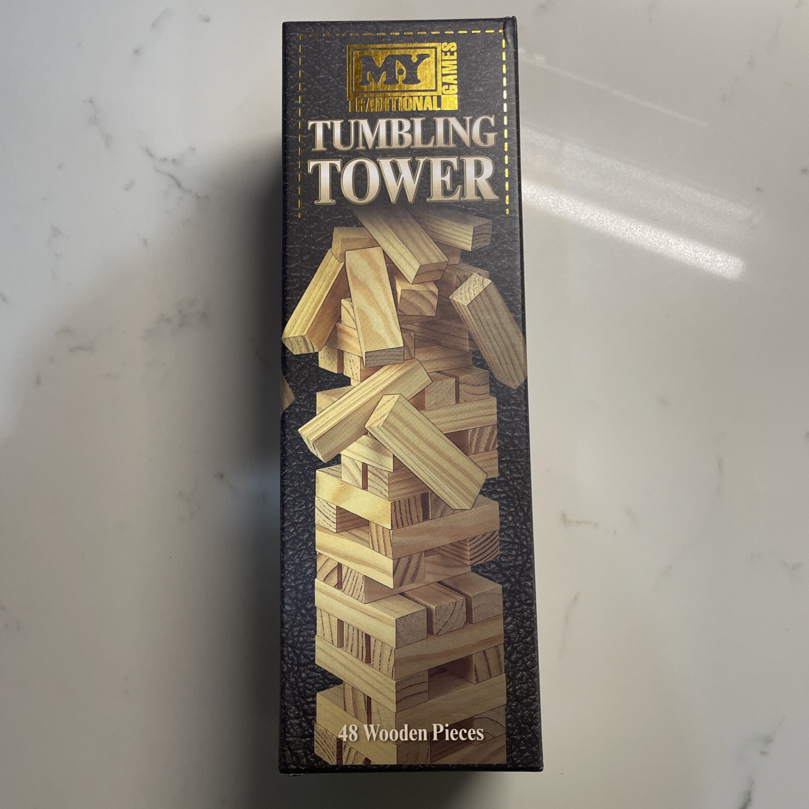 M.Y Traditional Tumbling Tower Game with 48 Wooden Pieces in Colour Gift Box