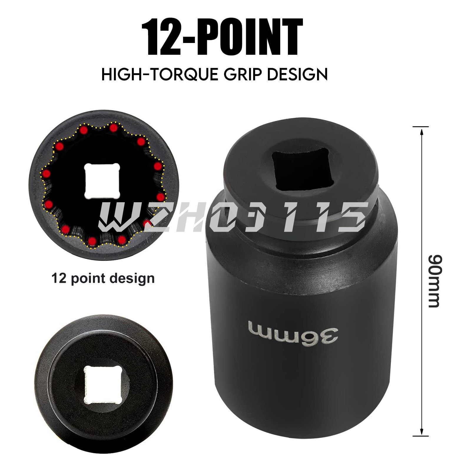 4pc 1/2″ Dr Deep Spindle Axle Nut Socket Set 12 Point METRIC 30mm 32mm 34mm 36mm