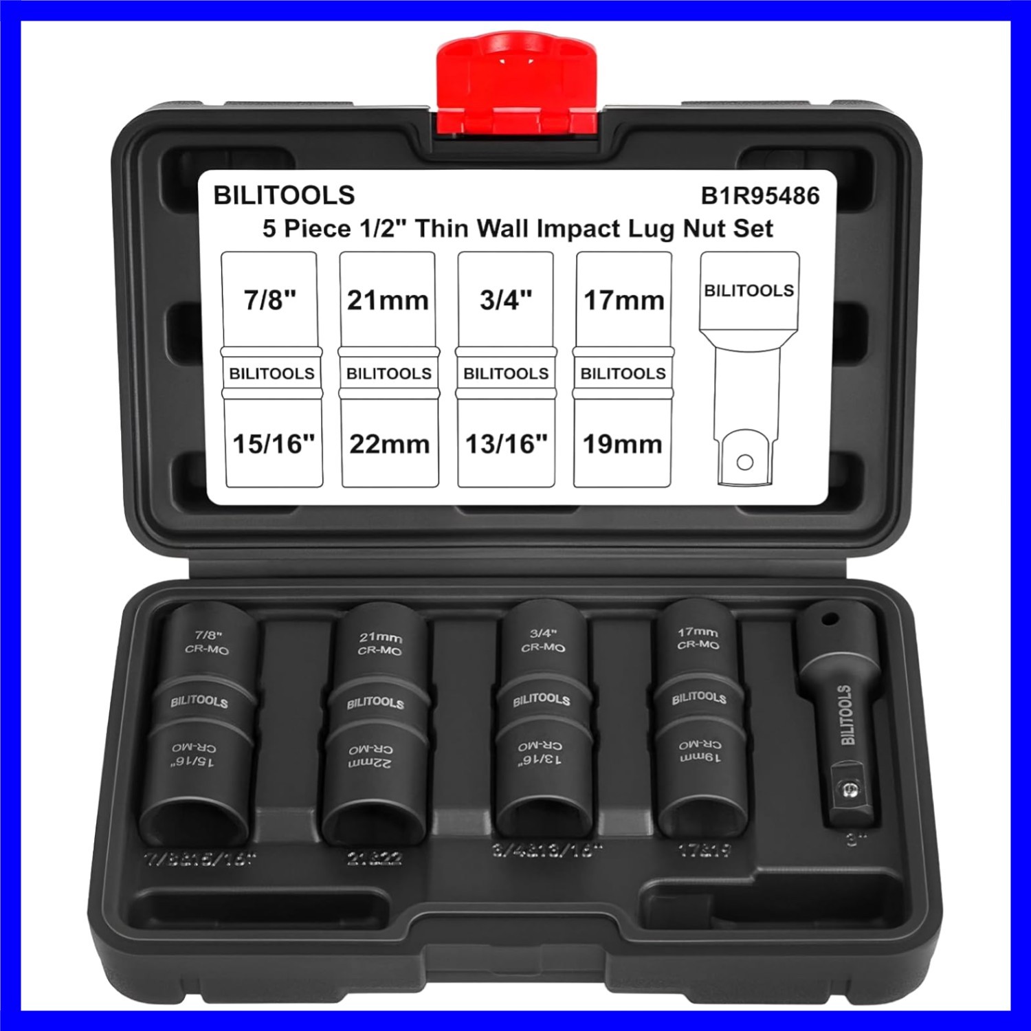 Lug Nut Socket Set, 1/2 inch Drive Non-Marring Impact Flip Socket Set Metric …