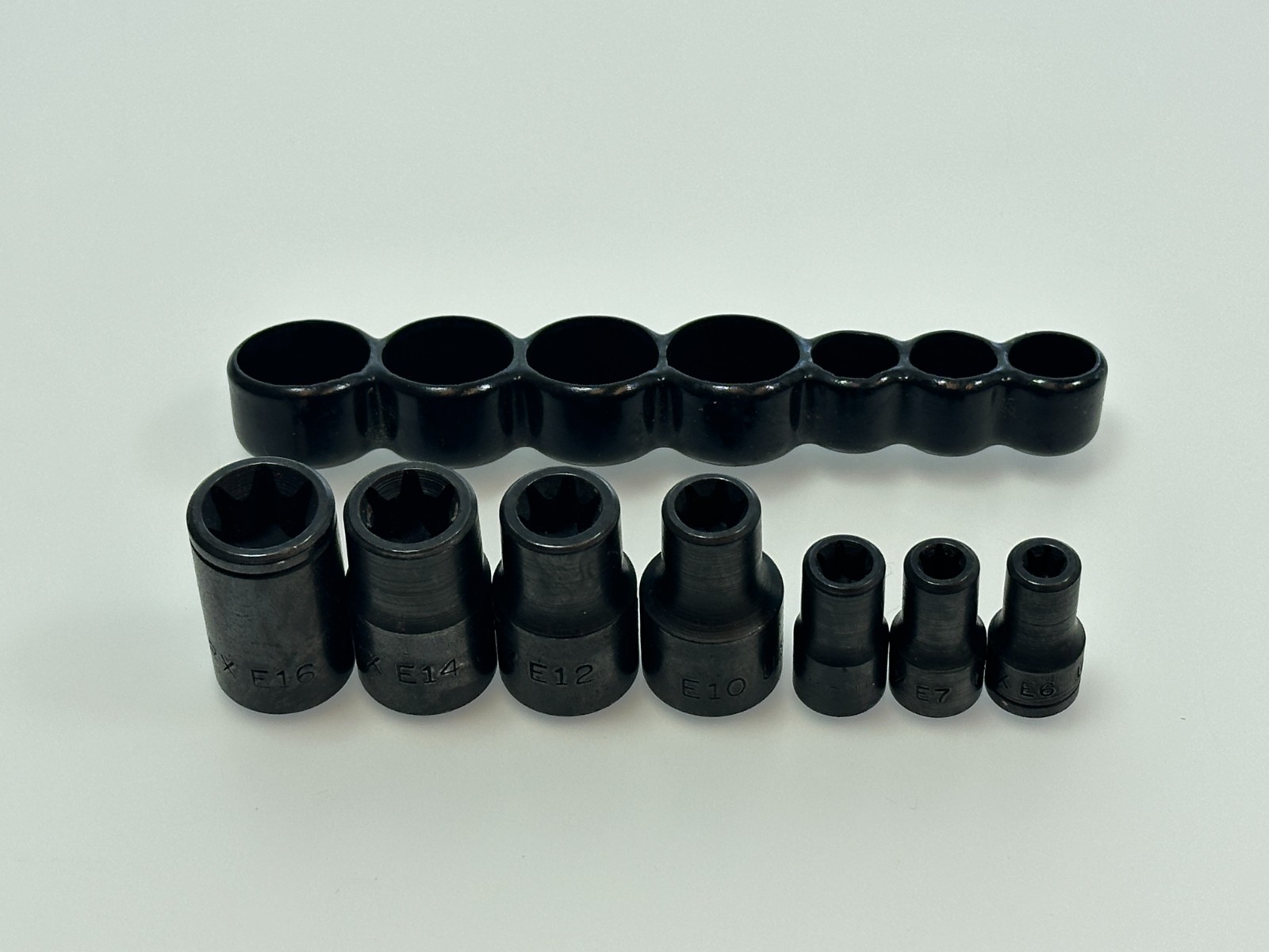 USA Made 7Pc 1/4″ 3/8” Drive Inverted E Torx E6-E16 Impact Socket Set w/ Holder