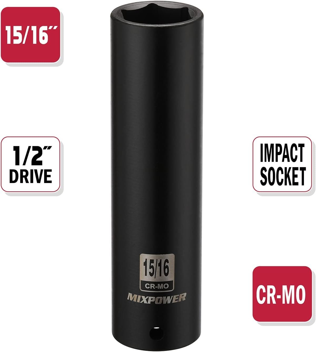 1/2» Drive High-Torque 15/16 Inch Deep Impact Socket – ANSI Compliant Socket