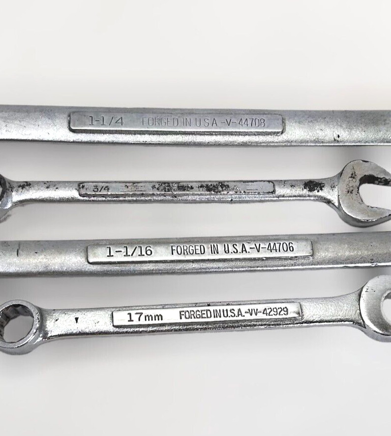 4 PC Craftsman Combination Wrench Lot V44706 1-1/16″ – V44708 1-1/4″ – VV42929