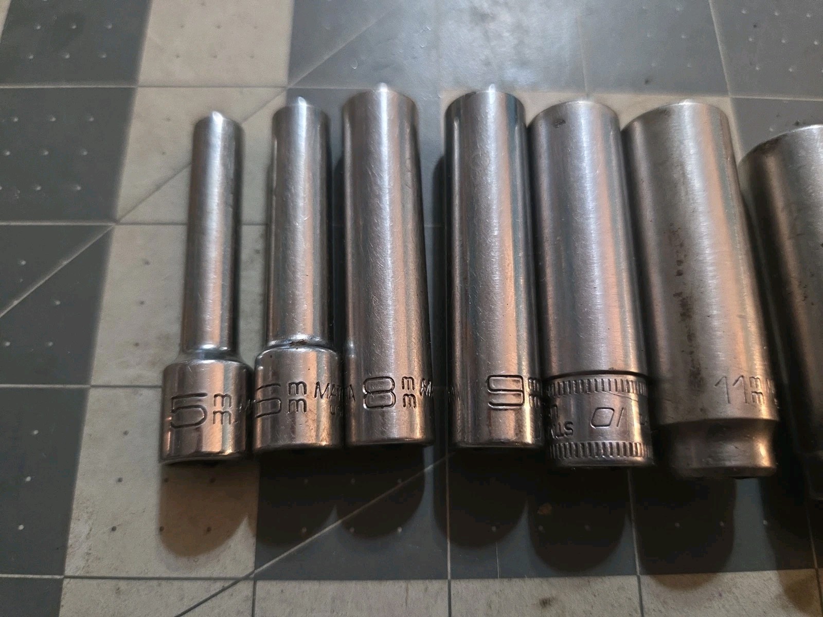 8 1/4 Drive 5 6PT Deep Sockets Matco & Snap On 5mm, 6mm, 8mm, 9mm, 10, 11,12,14