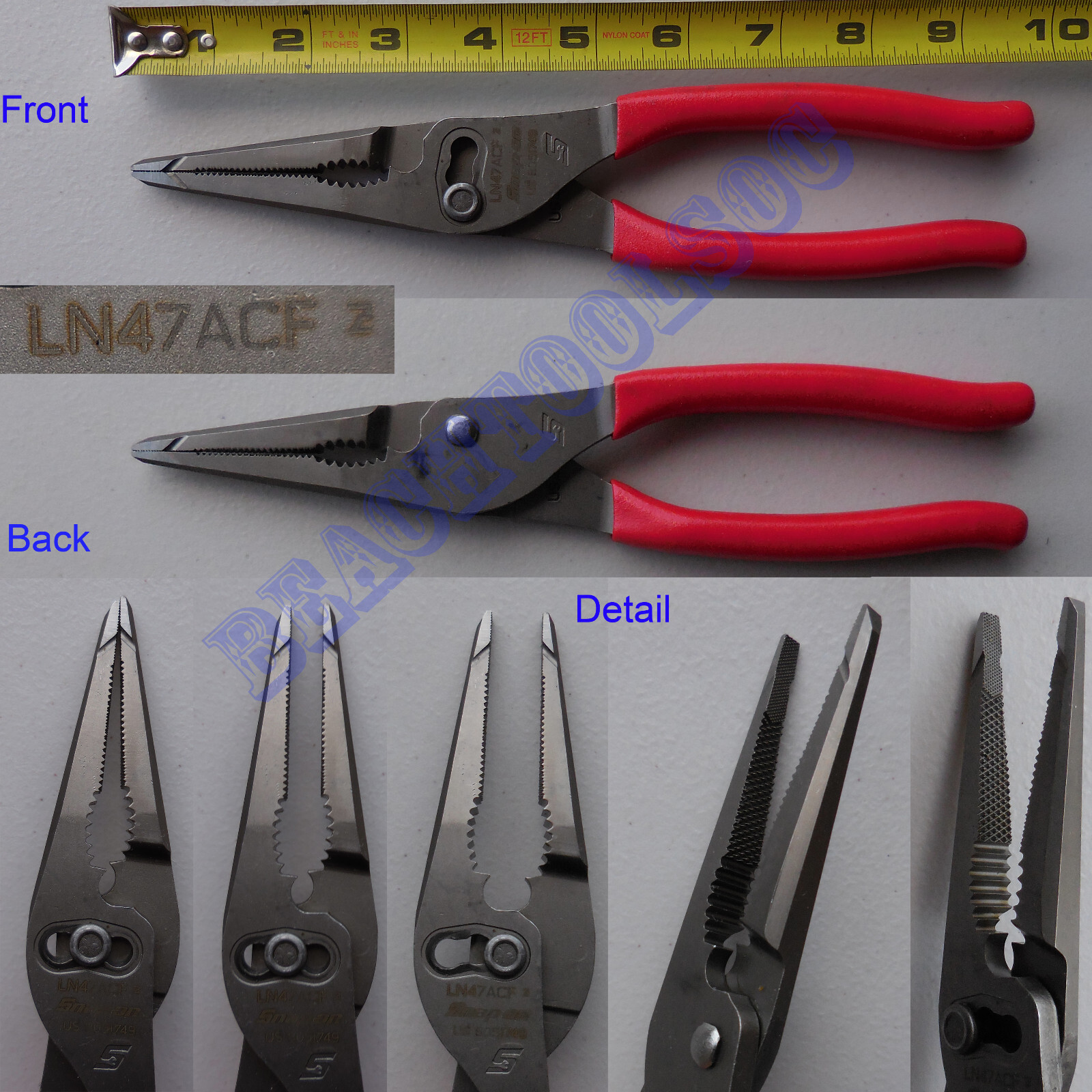 New Snap On Red Talon Grip Slip Joint Pliers 3 Pc PL347ACF 47ACF LN47ACF HJ47ACF