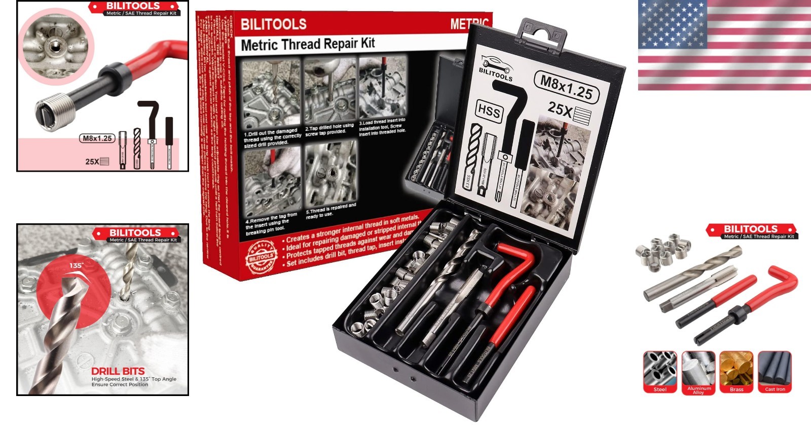 Complete M8x1.25 Thread Repair Kit – Tools for Automotive & Plumbing Use