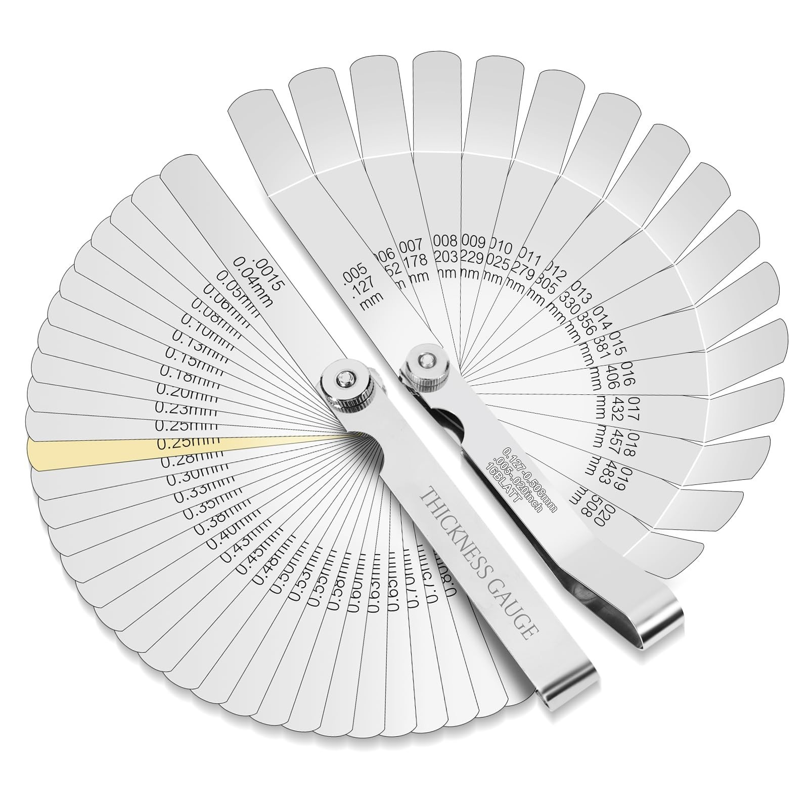 Feeler Gauge Set 2pcs Stainless Steel 32 Straight 16 Offset Blades SAE Metric