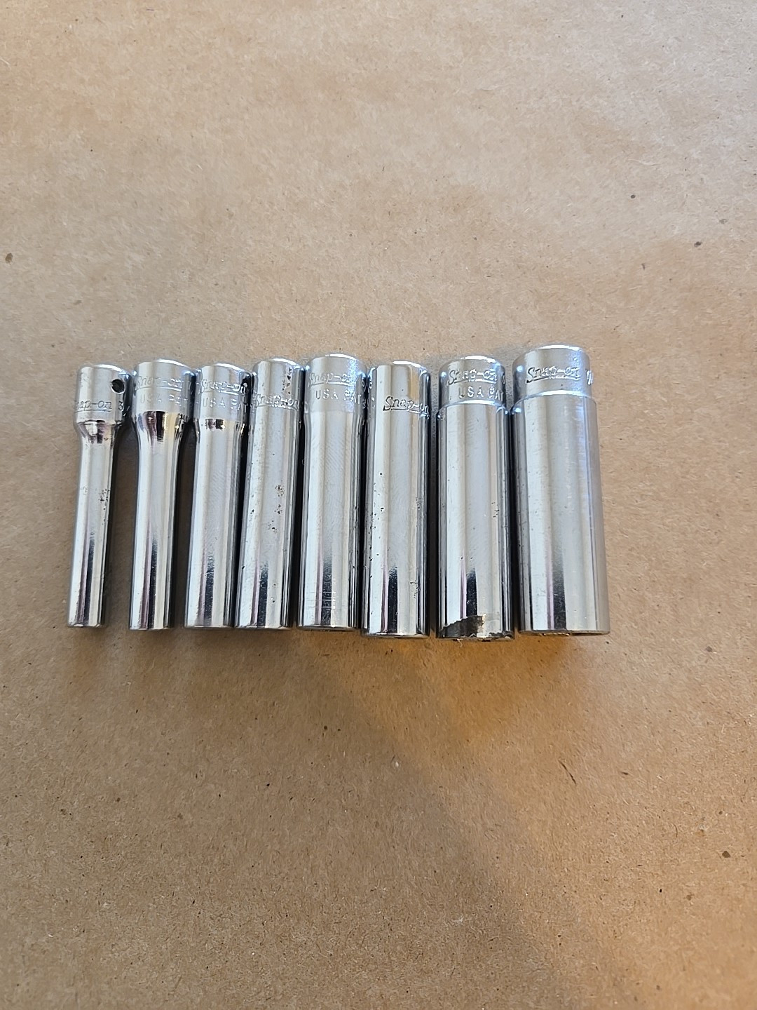 Snap On 1/4″ Drive 3/16″-7/16″ 6PT SAE Deep Chrome Sockets With Rack Lot Of 8