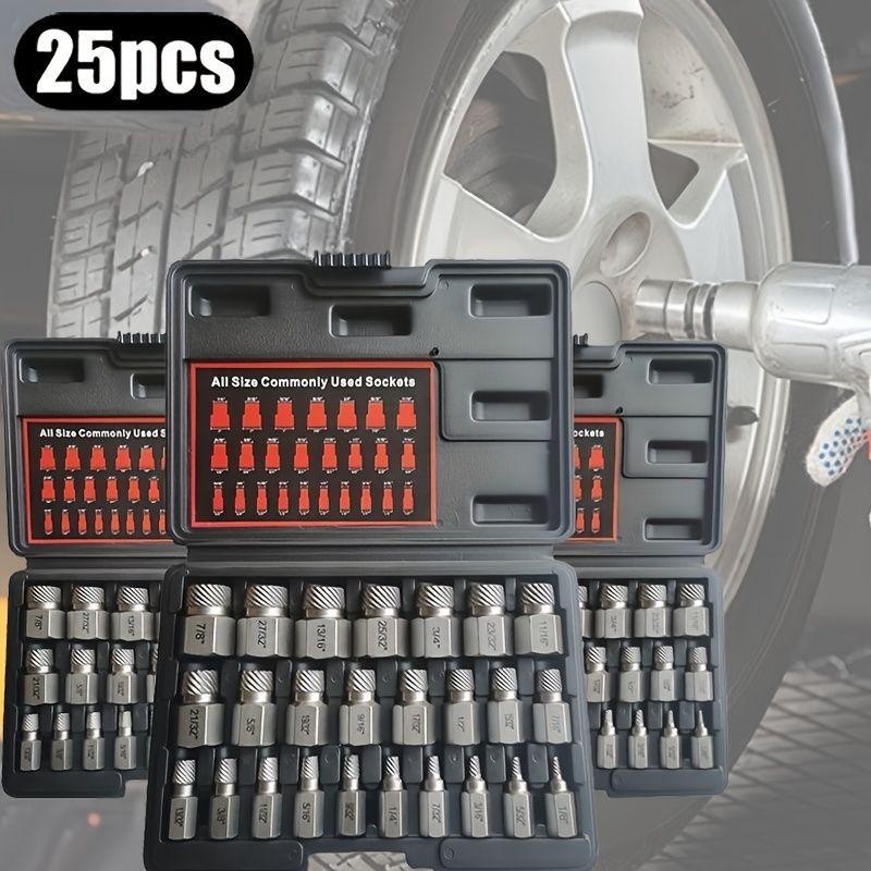 25 piece screw extractor tool set, hexagonal multi rack easy to remove bolt tool