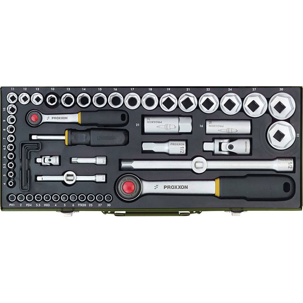 Proxxon 23080 Bit Set Reversible Ratchet 36 Pc Chromium-Vanadium Steel