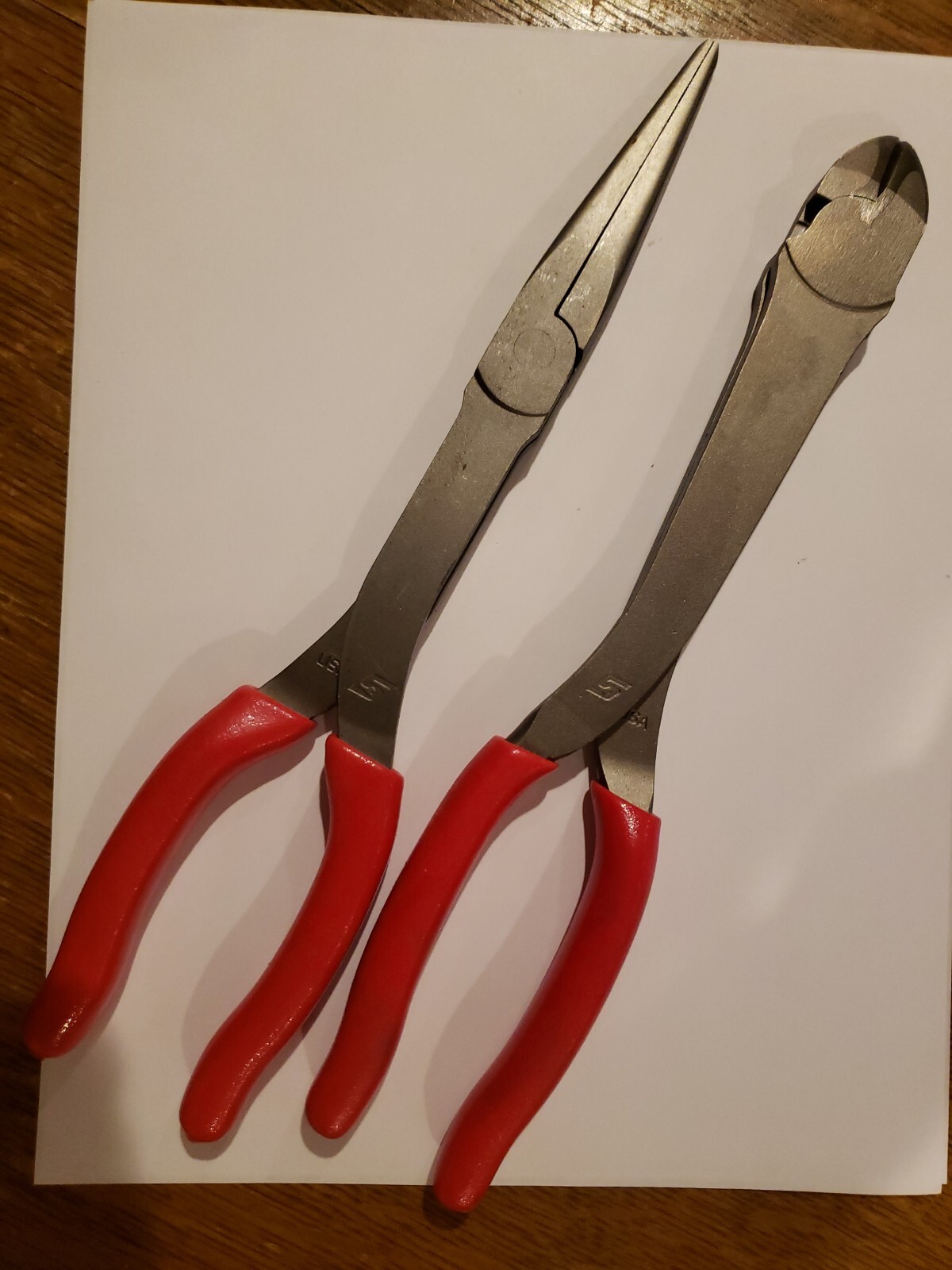 Snap-on Tools USA NEW 2pc RED Long Needle Nose Pliers & Cutter Lot Set