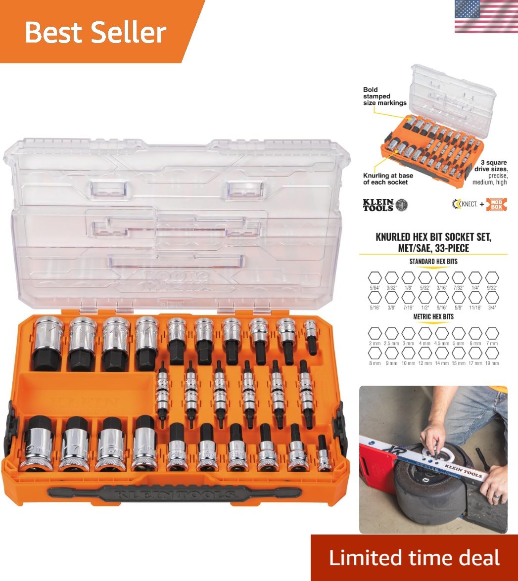 Efficient 33-Piece Hex Bit Socket Set with Enhanced Grip & Modular Case Design