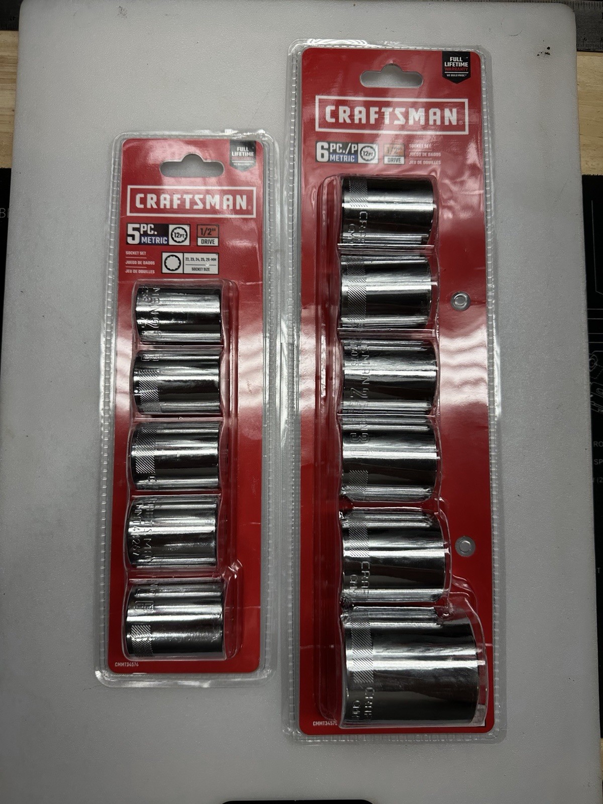 Craftsman 1/2″ Drive Metric Chrome Socket Set – 23mm-30mm, 32mm, 36mm