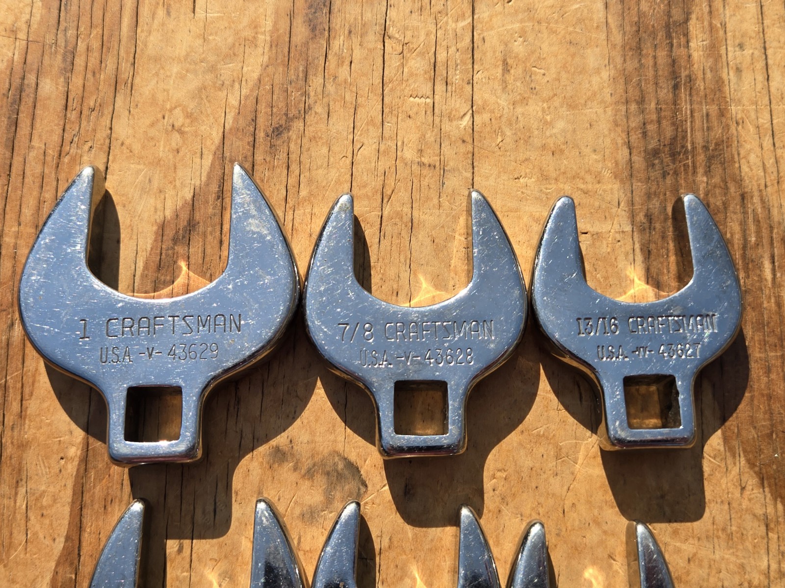 Vintage SEARS Craftsman USA 3/8″ Drive SAE 10pc 3/8″ to 1″ Crow Foot Wrench Set