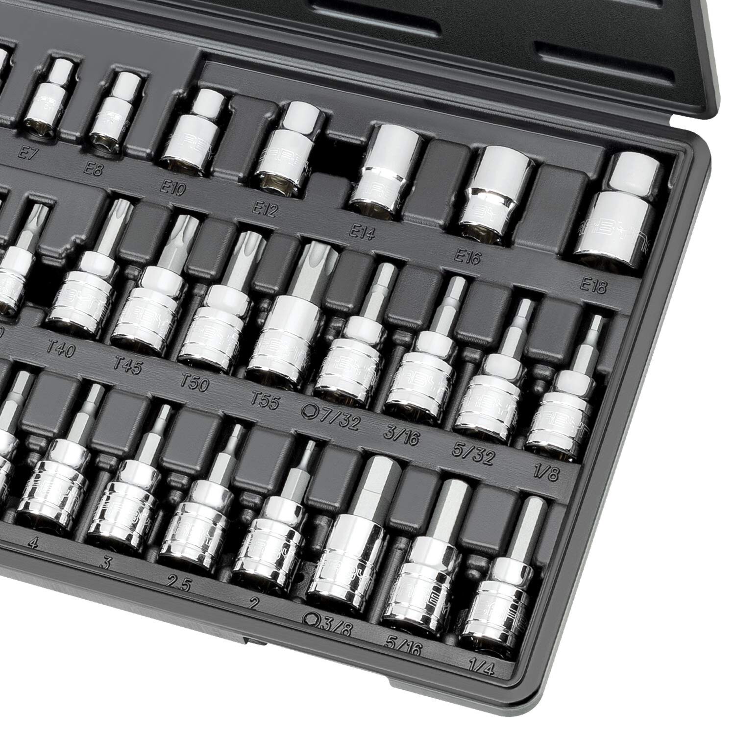 CARBYNE 36 Piece Hex, Torx Bit Socket & E-Torx Socket Set, S2 Steel | 1/4″, 3…