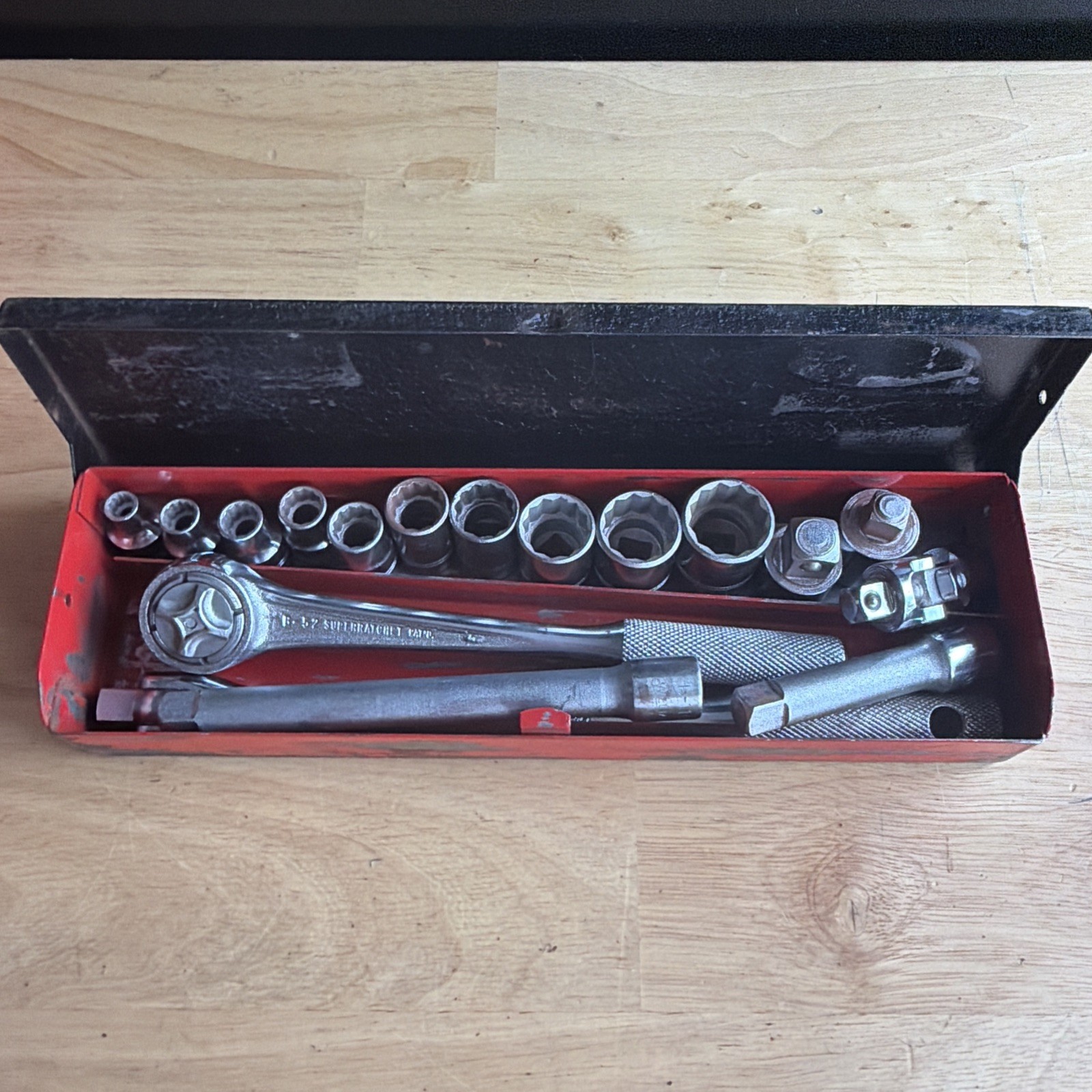 Williams Tools SAE Shallow Socket Set 3/8″ Drive W/ Extras 17pc WSB-1 Vtg USA