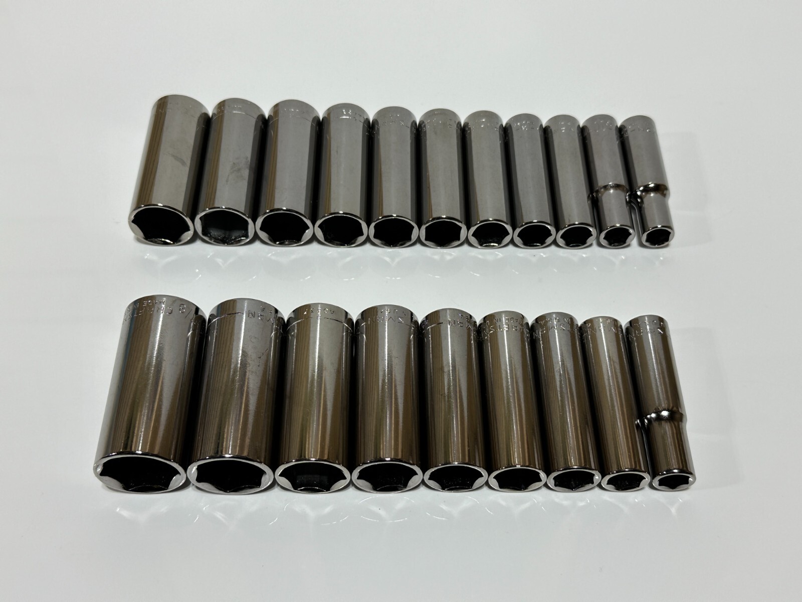 NEW Craftsman USA G 20pc Deep 6 Point Socket Set, Metric 9-19mm & SAE 3/8 to 7/8