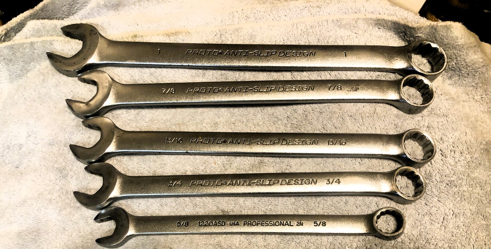 Vintage PROTO Professional Combination Wrench Set of 5 Pcs USA 5/8″-1″