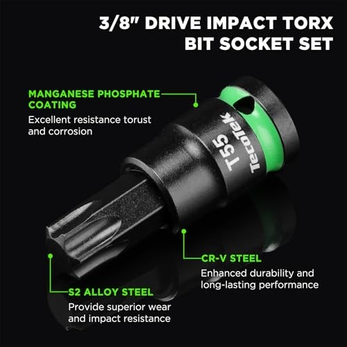Extra Long 24PCS Torx Bit Socket Set, 3/8″ Drive S2 Alloy Steel, T10-T60, CR-V,