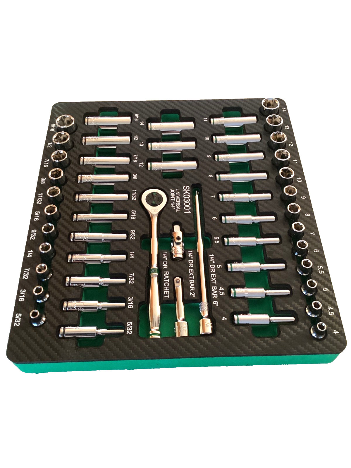 SK Tools NEW 1/4″ Drive 52 Piece Shallow And Deep SAE Metric Socket Set SK03001