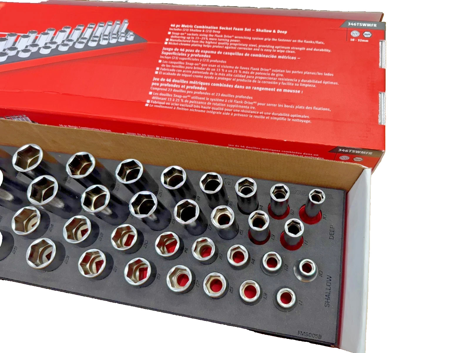 Snap-on Tools NEW RED 84pc 1/2″ Drive 6pt Metric + SAE Master Socket Foam Sets
