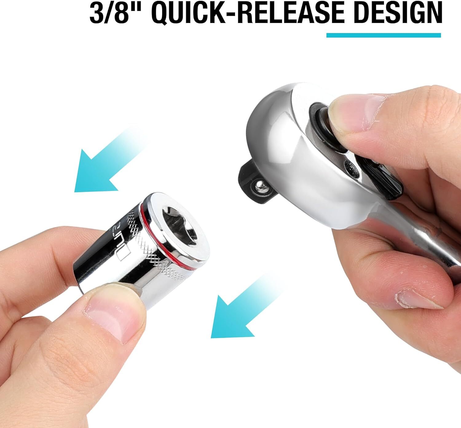 DURATECH 3/8″ Drive Extendable Ratchet Handle 90-Tooth Quick-Release Reversible
