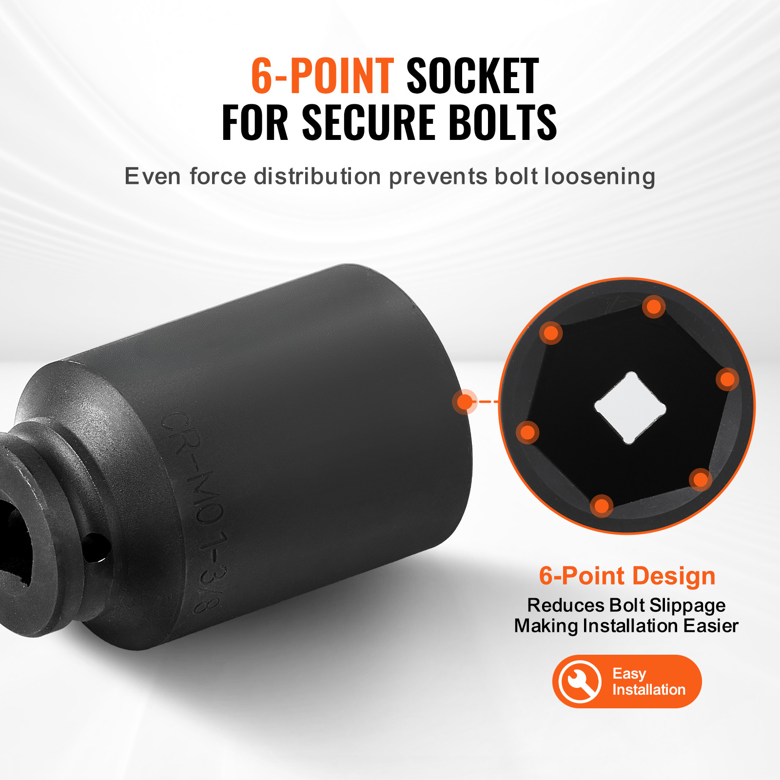 VEVOR Axle Nut Impact Socket Set 3/4″ Deep Drive 6-Point 8PCS SAE Spindle Socket