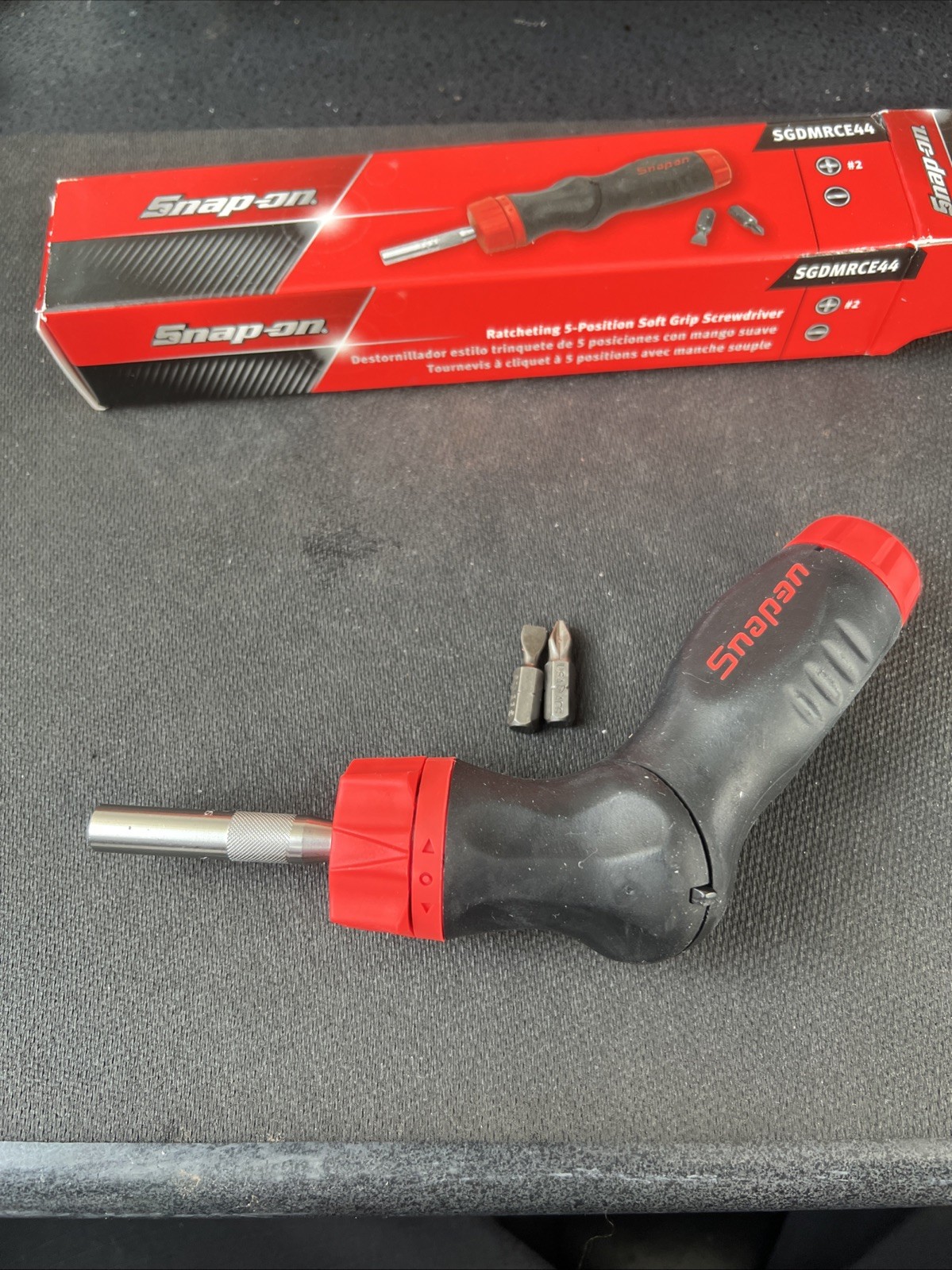 Snap On NEW SGDMRCE44 Red Soft Grip 5 Position Handle Ratchet Screwdriver ❤️