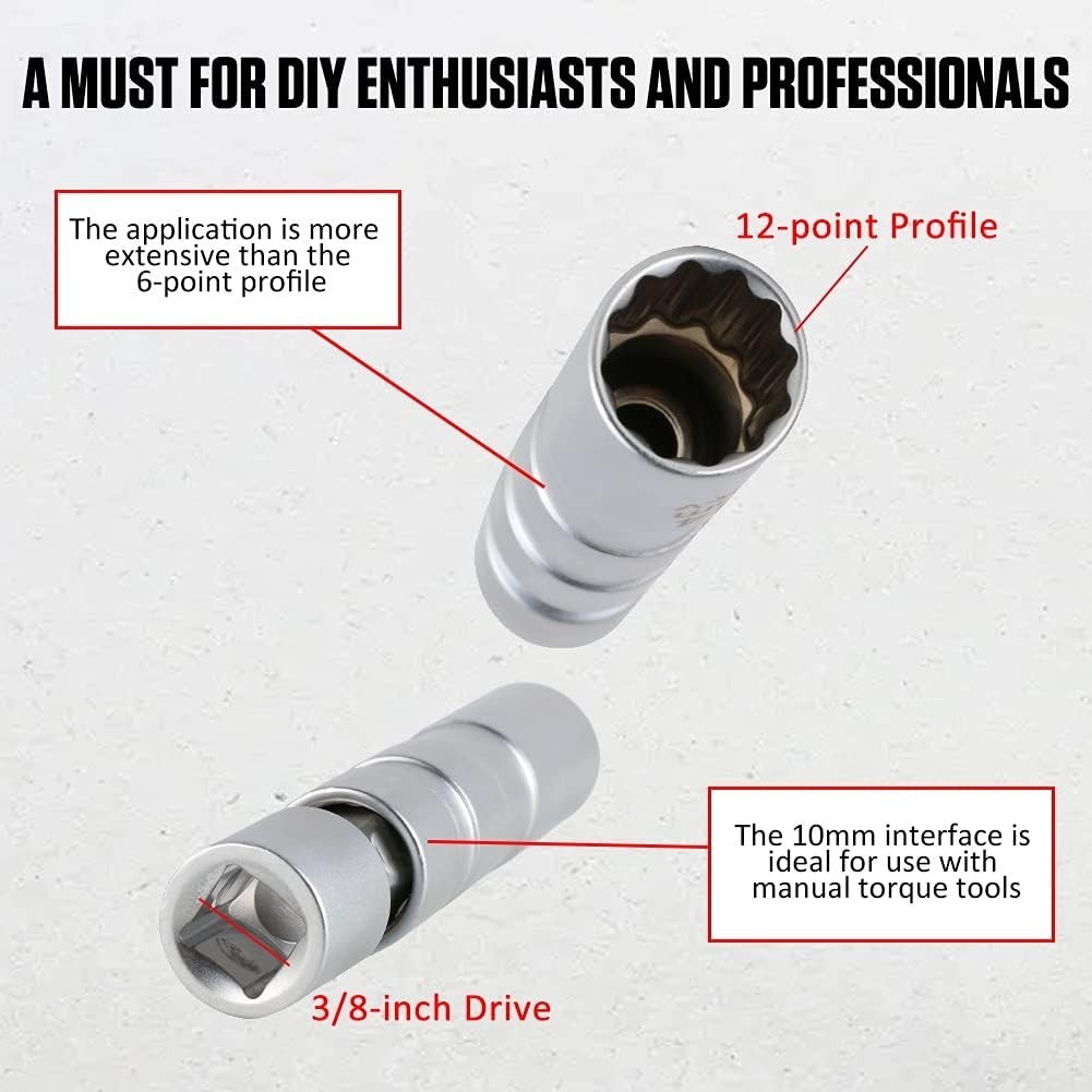 14mm Spark Plug Socket Magnetic Thin Wall 14 mm Spark Plug Socket Set, Enhanc…