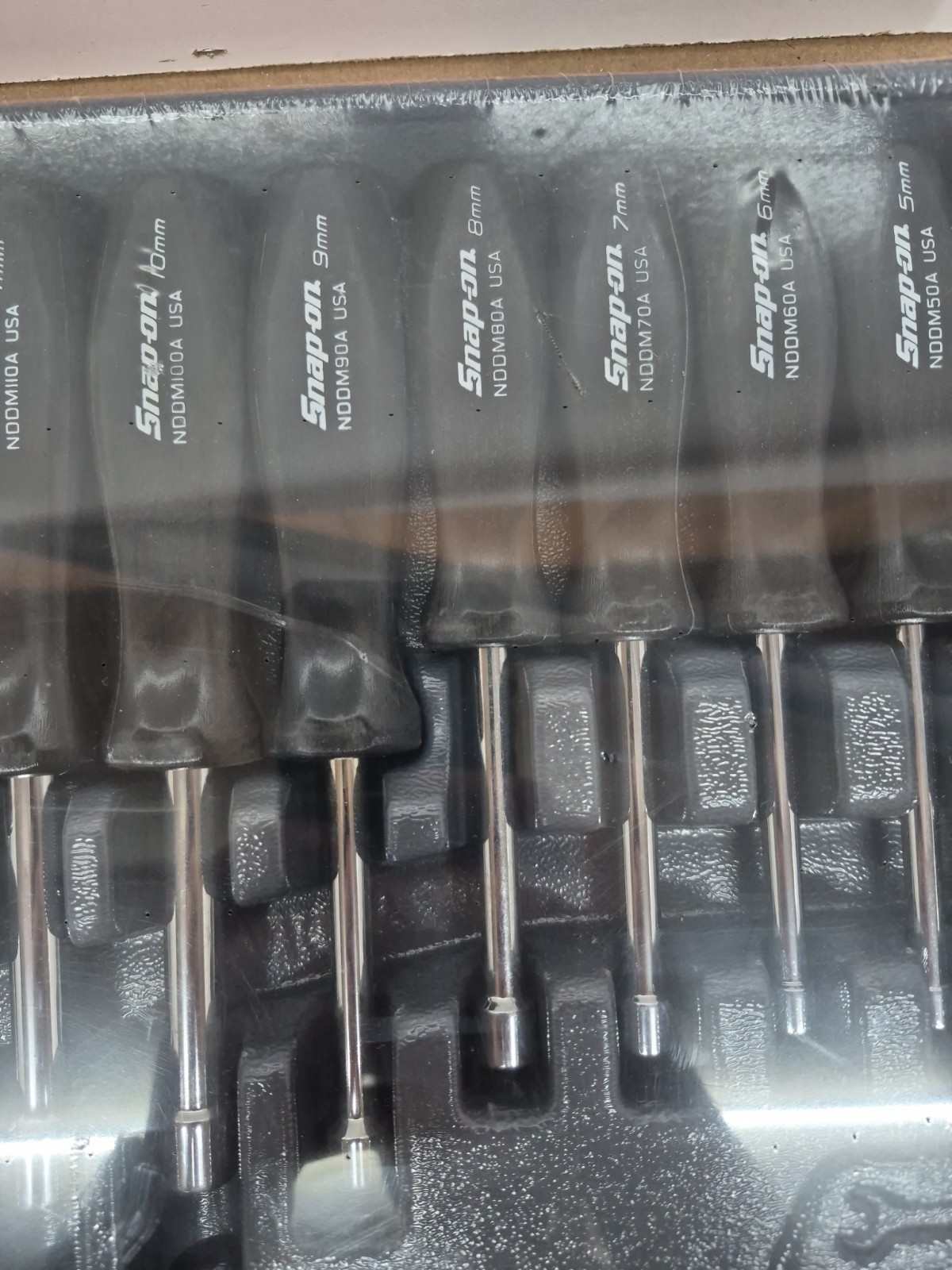 Snap On Tools USA NDDM900A Metric Black Hard Handle Nut Driver 9 Pc Set NEW