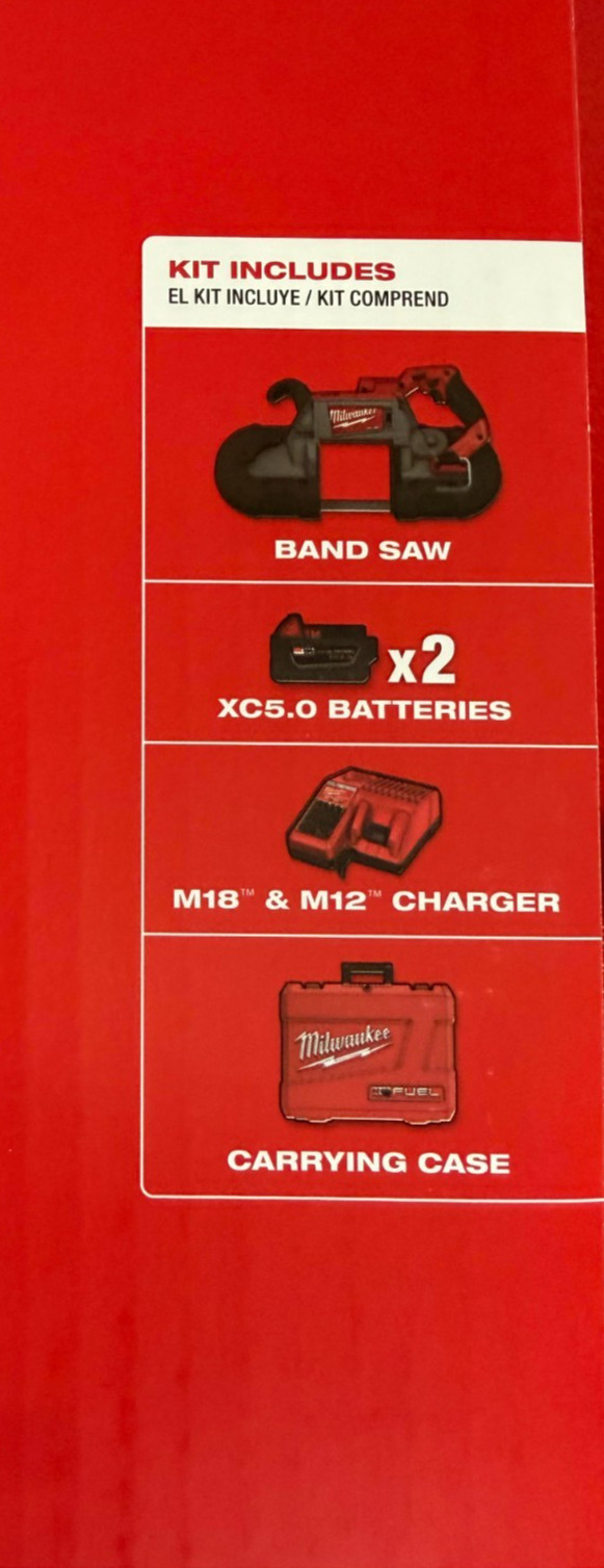 Milwaukee 2729-22 M18 Deep Cut Band Saw KIT, inc (2) XC5.0 Batteries + Charger