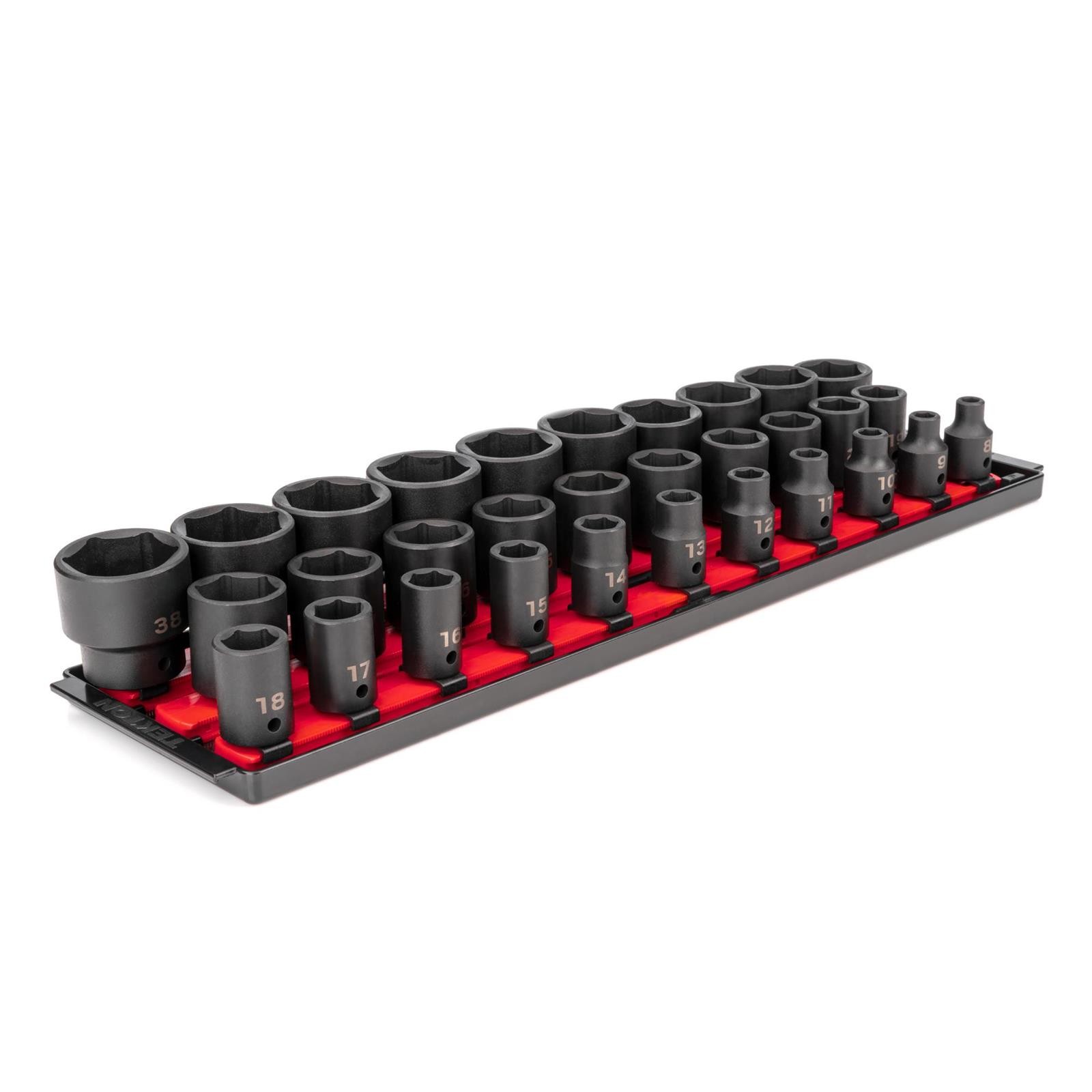 Tekton SID92104 1/2″ Drive 6-Point Impact Socket Set, 31-Piece