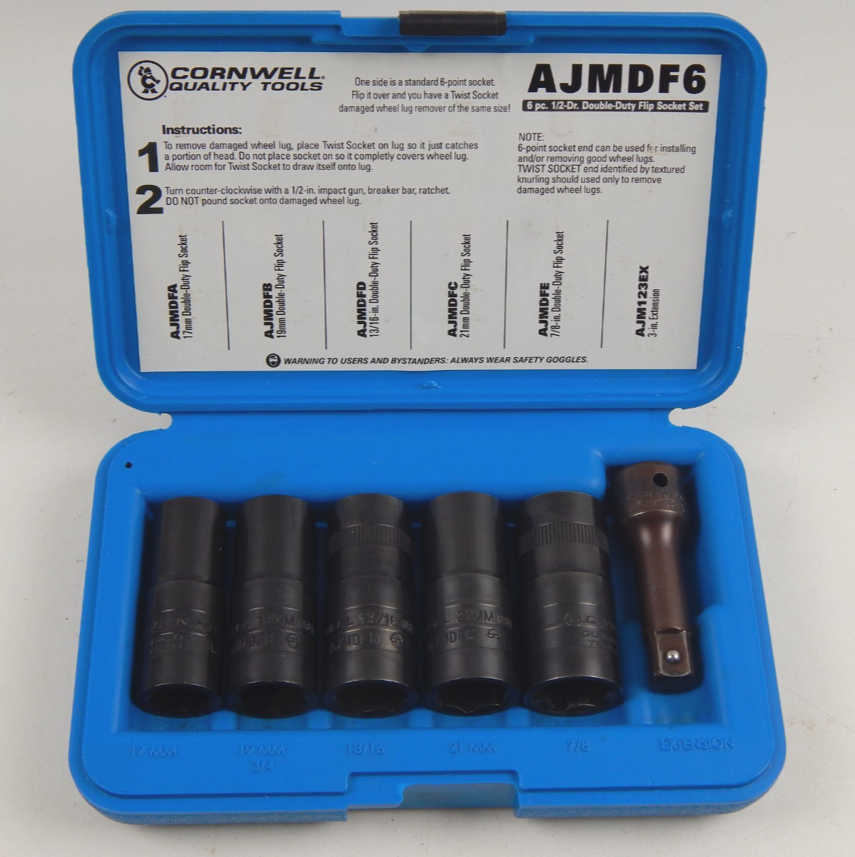 Cornwell 6 Piece Wheel Lug & Stripped Nut Flip Socket Set 1/2″ Drive – AJMDF6
