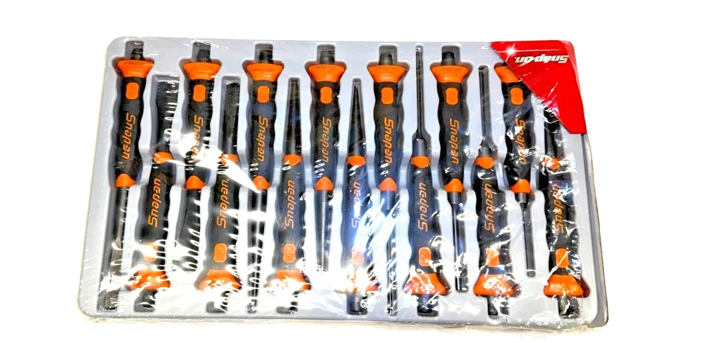 Snap-on Orange 14pc Soft Grip Punch & Chisel Set PPCSGL714O NEW SEALED