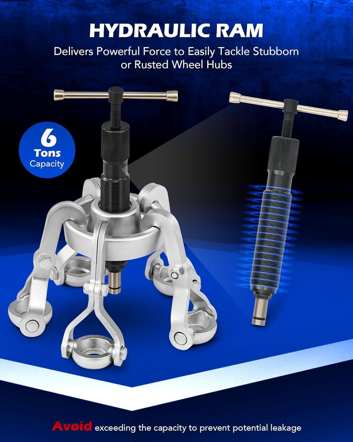 Heavy Duty Kit, Wheel Hub Removal Tool with Adjustable Hooks, Large Brake Dru…