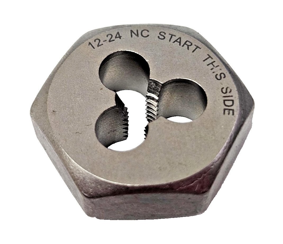 12-24 X 1″ Hex Die Irwin 6432 Carbon Steel SAE USA RH Rethreading Hanson 12/24