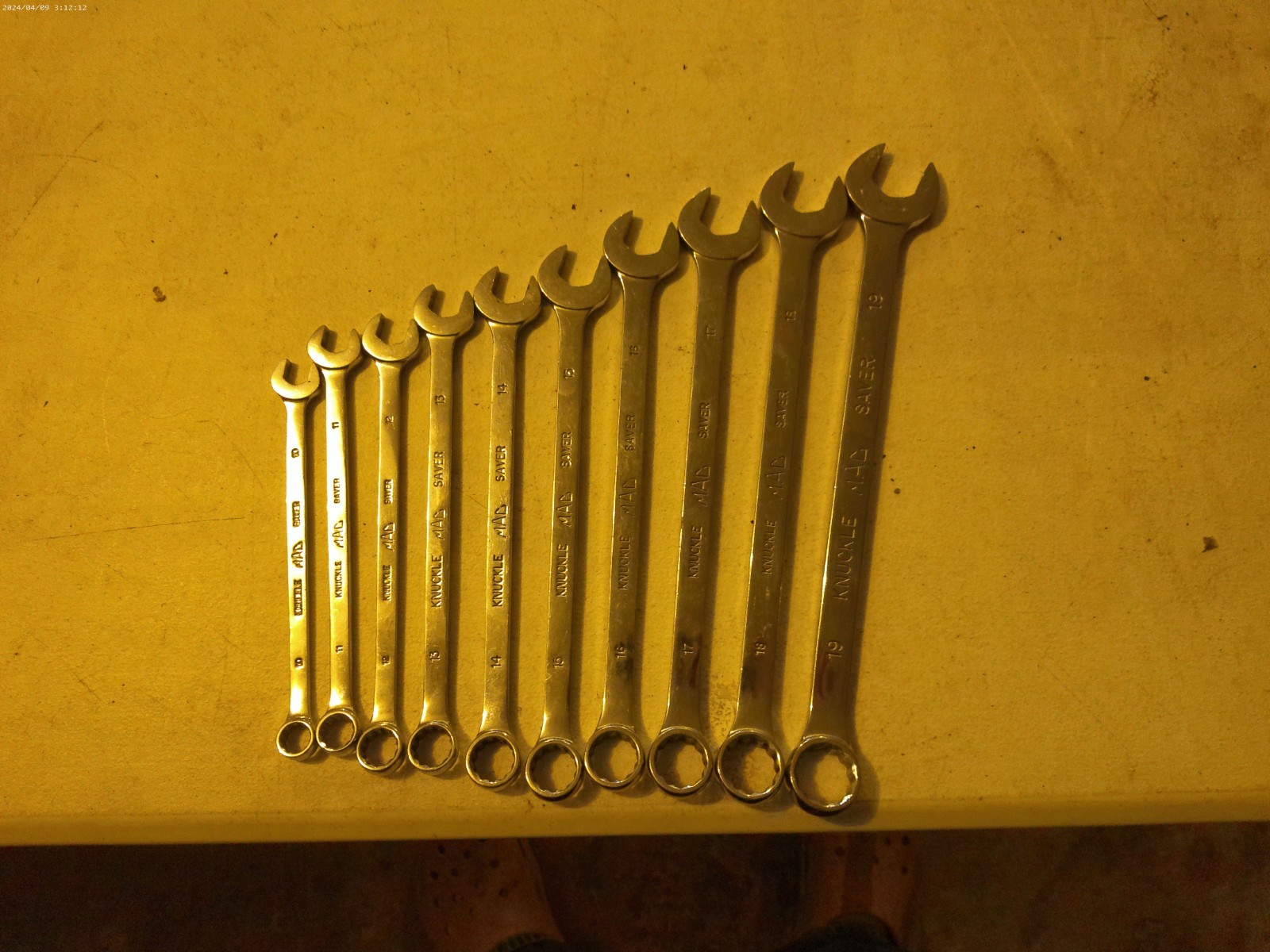 Mac 10Pc Metric Long Knuckle Saver 1 NONKS Combination Wrench Set 10MM 19MM 12Pt