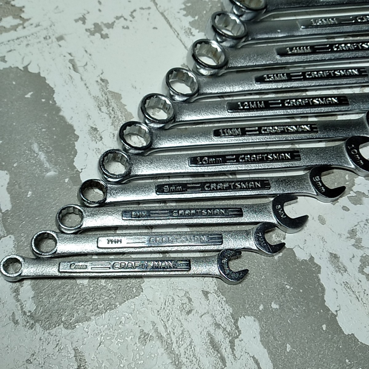 Vtg Craftsman USA VA Series 11 pcs Metric -VV- Combination Wrench Set 17-6 mm