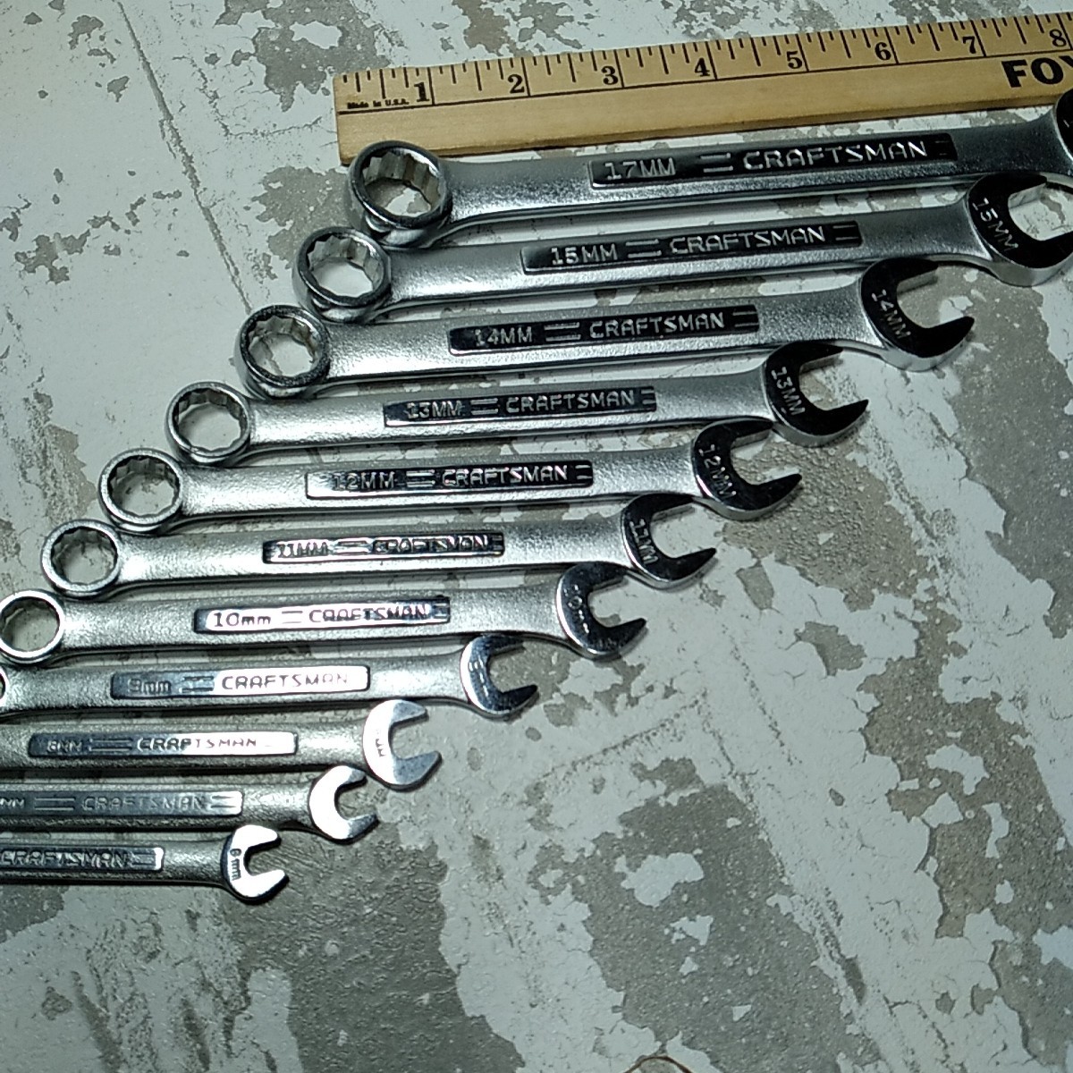 Vtg Craftsman USA VA Series 11 pcs Metric -VV- Combination Wrench Set 17-6 mm