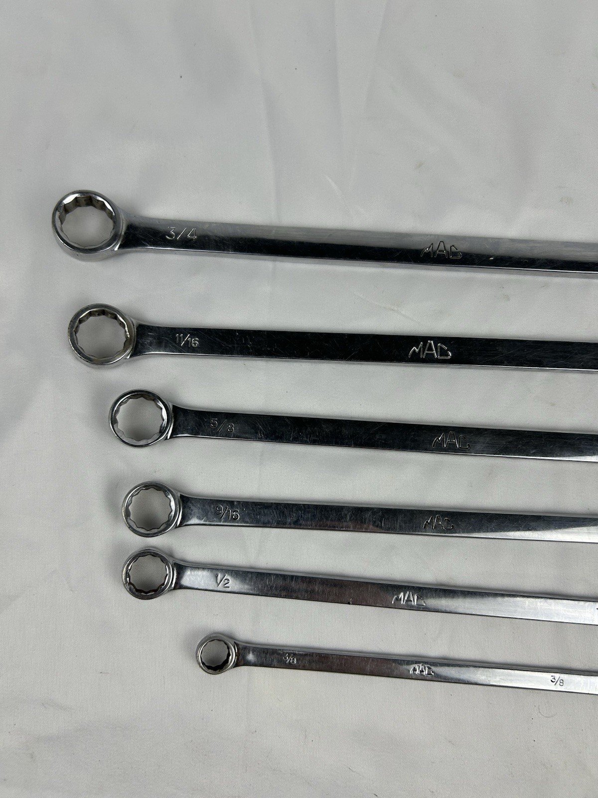 MAC Wrenches 6pc Set ExLong Combination 3/8-1/2-9/16-5/8-11/16-3/4 Sae