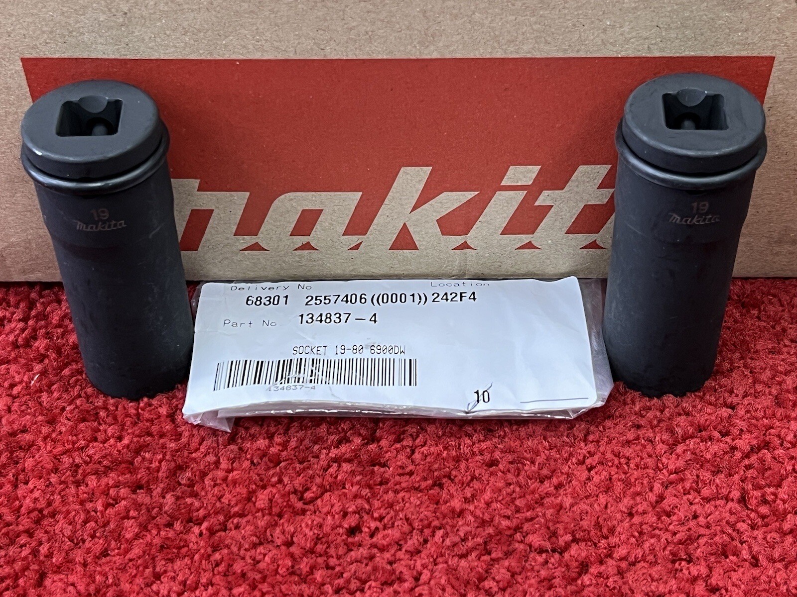 4x Genuine Makita 19mm Impact Socket 80mm long + retaining Pin + O-Ring 1/2”