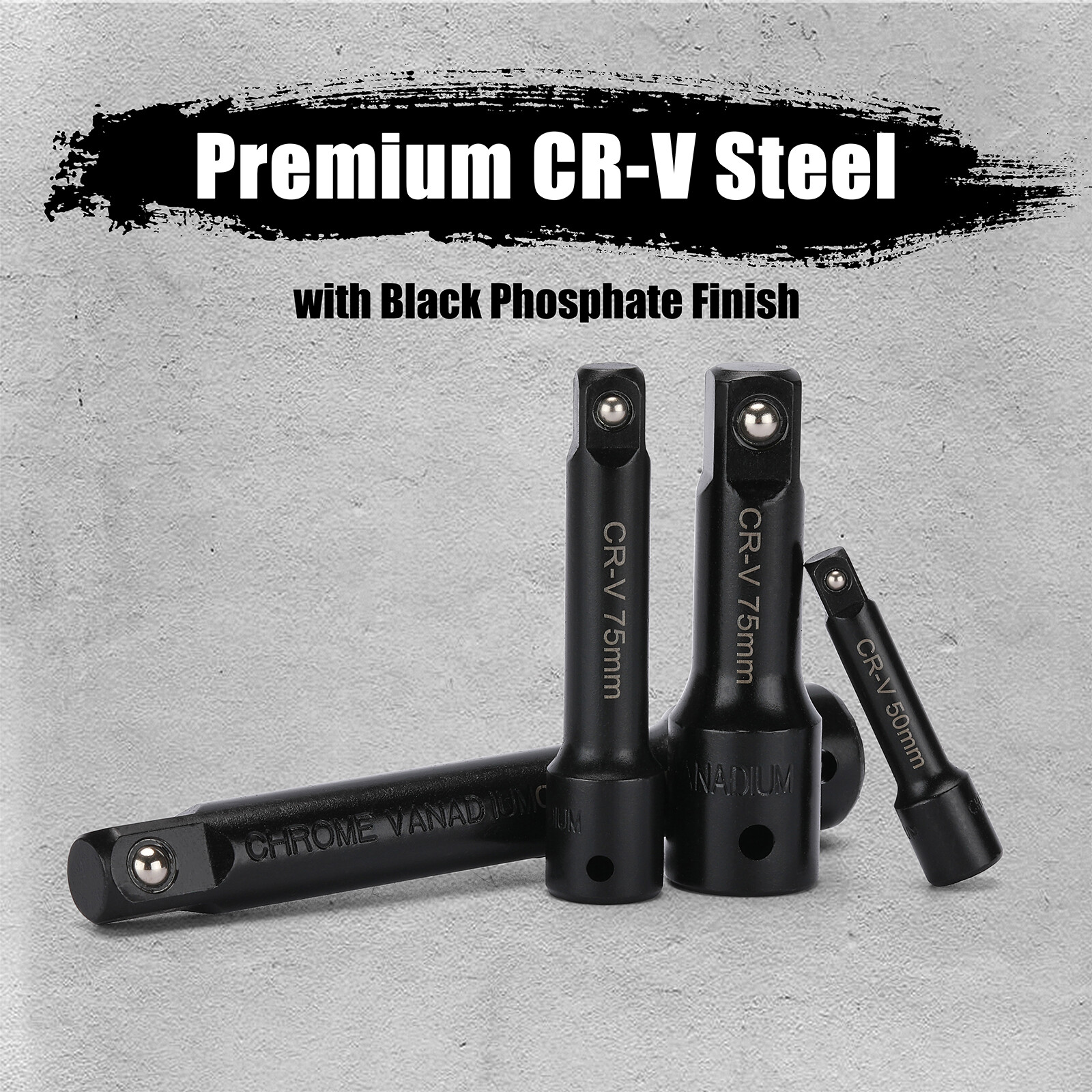 1/4″,3/8″,1/2″ Drive Extension Bar Set, CR-V, 9 PCS Socket Extension Bars