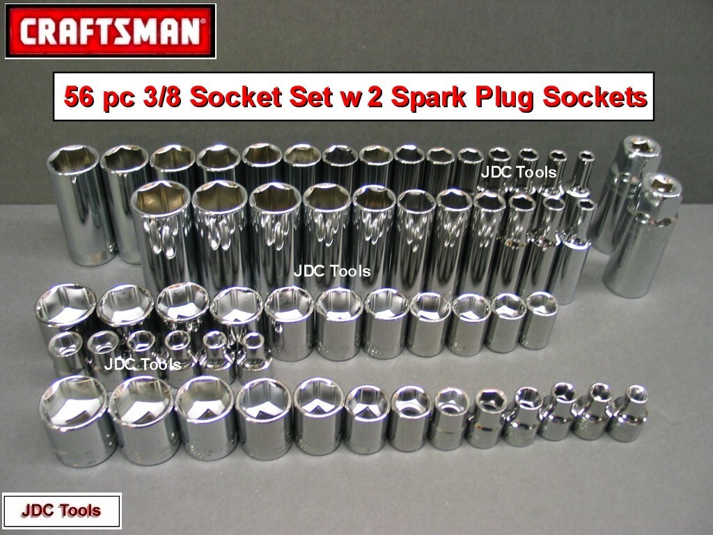 CRAFTSMAN TOOLS 58pc Short Deep 3/8 SAE METRIC 6pt ratchet wrench socket set 56