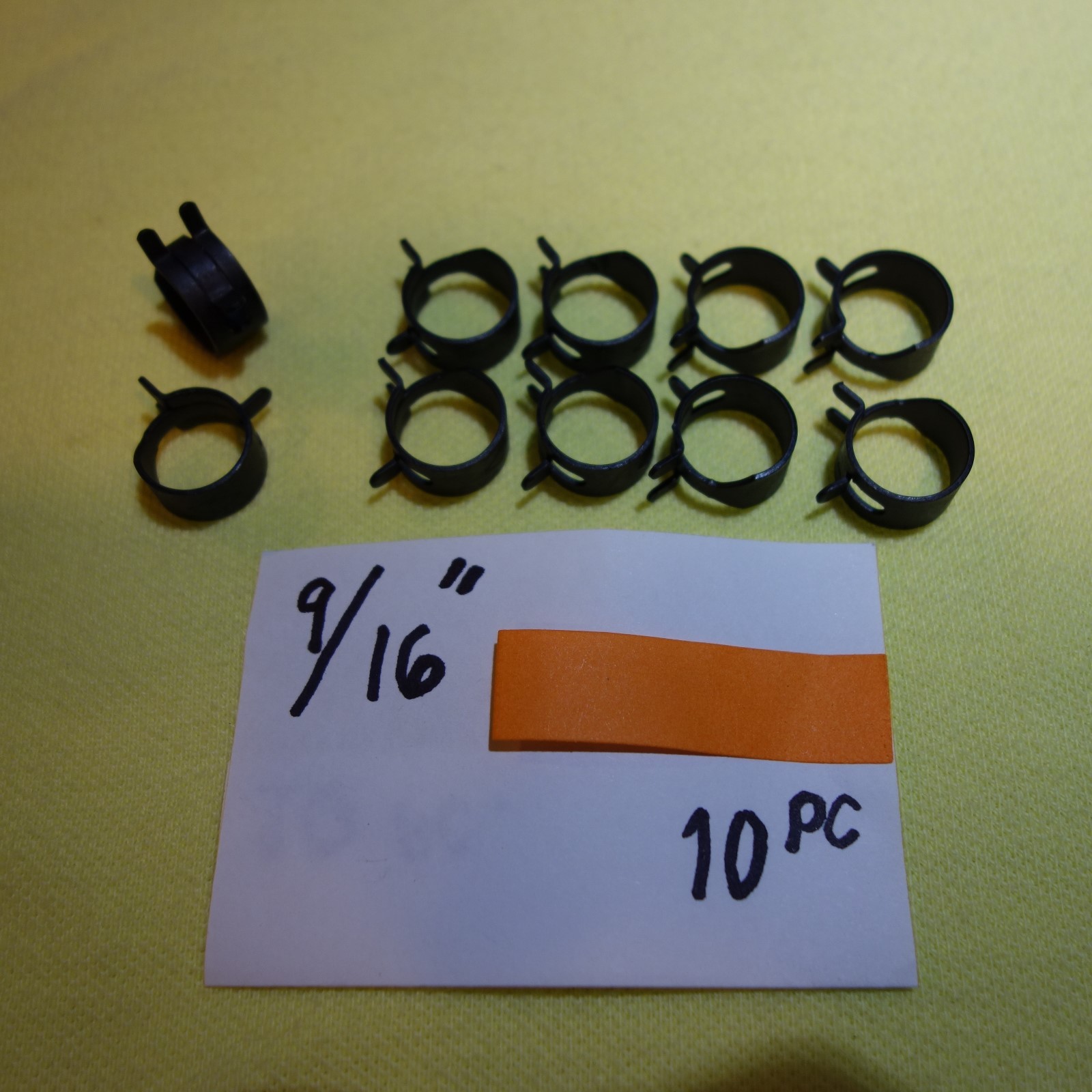9/16″ Spring Action Replacement Hose Clamp Black, Pack of 10