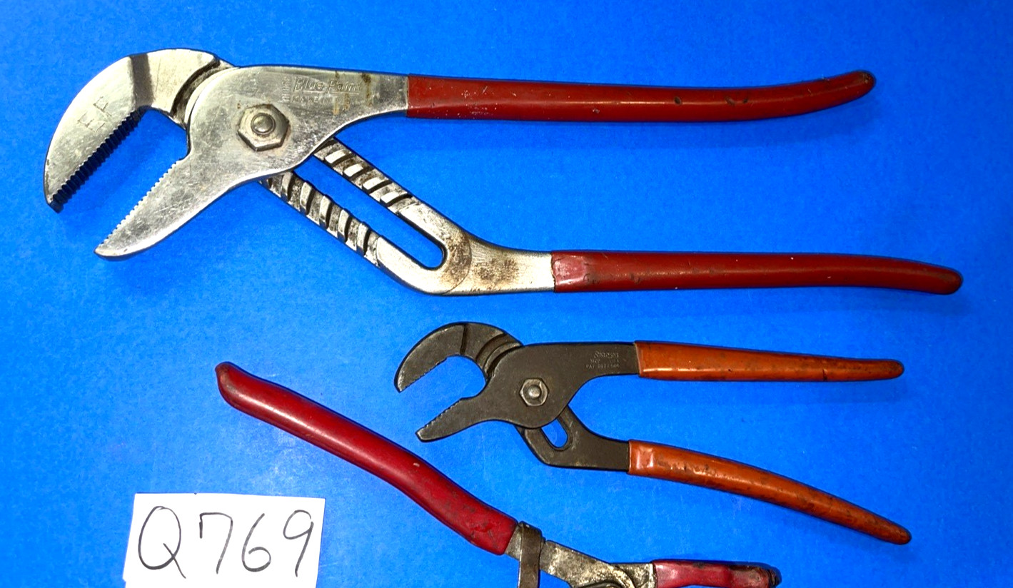 SNAP-ON & BLUE-POINT TOOLS 2 PIECE ADJUSTABLE JAW + SPARK PLUG BOOT PLIERS